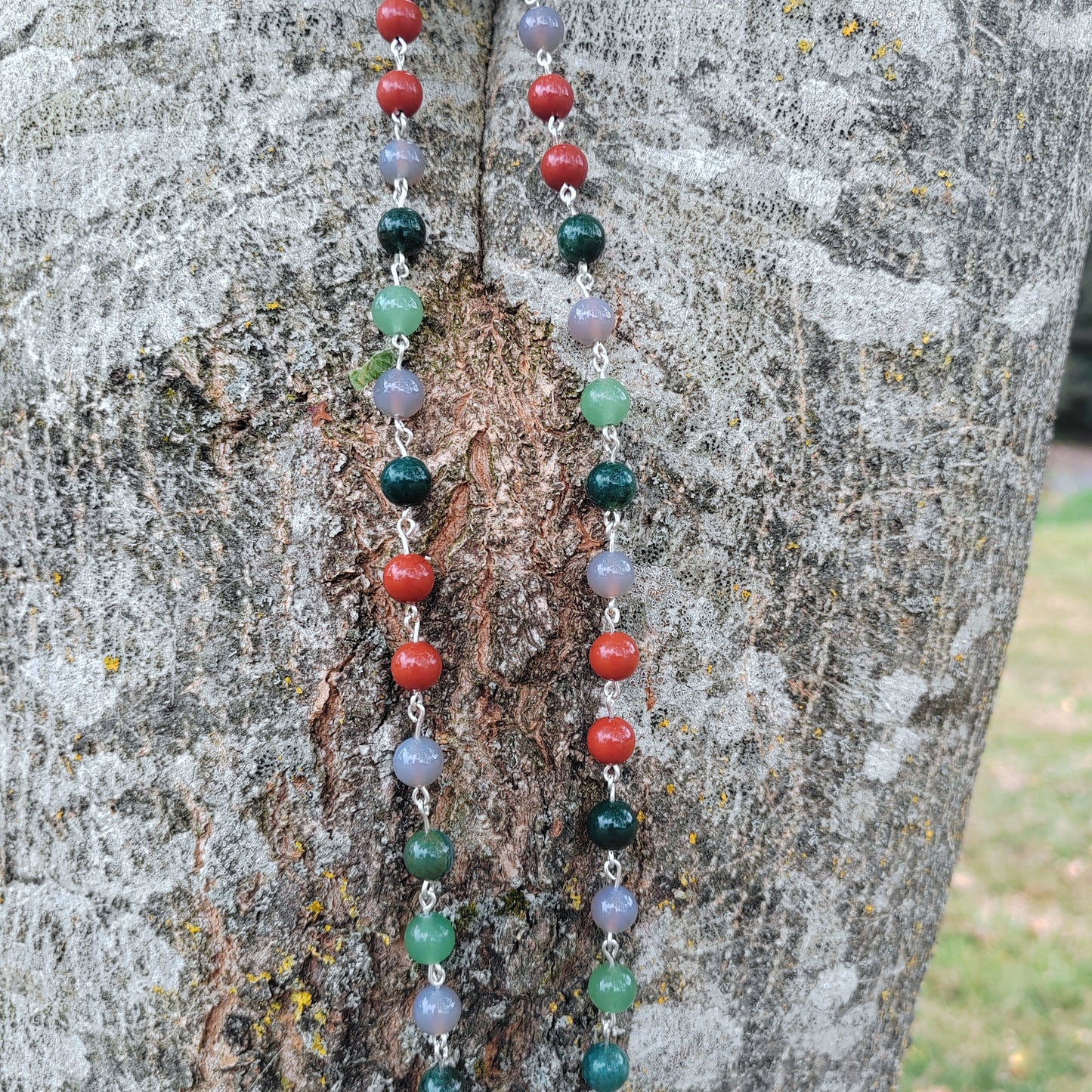 Apple gemstone and sterling silver necklace