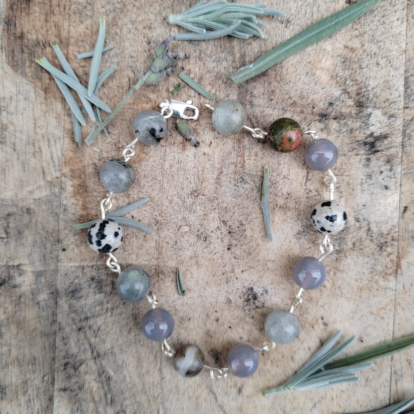 Herb Garden Gemstone and Sterling Silver Bracelet
