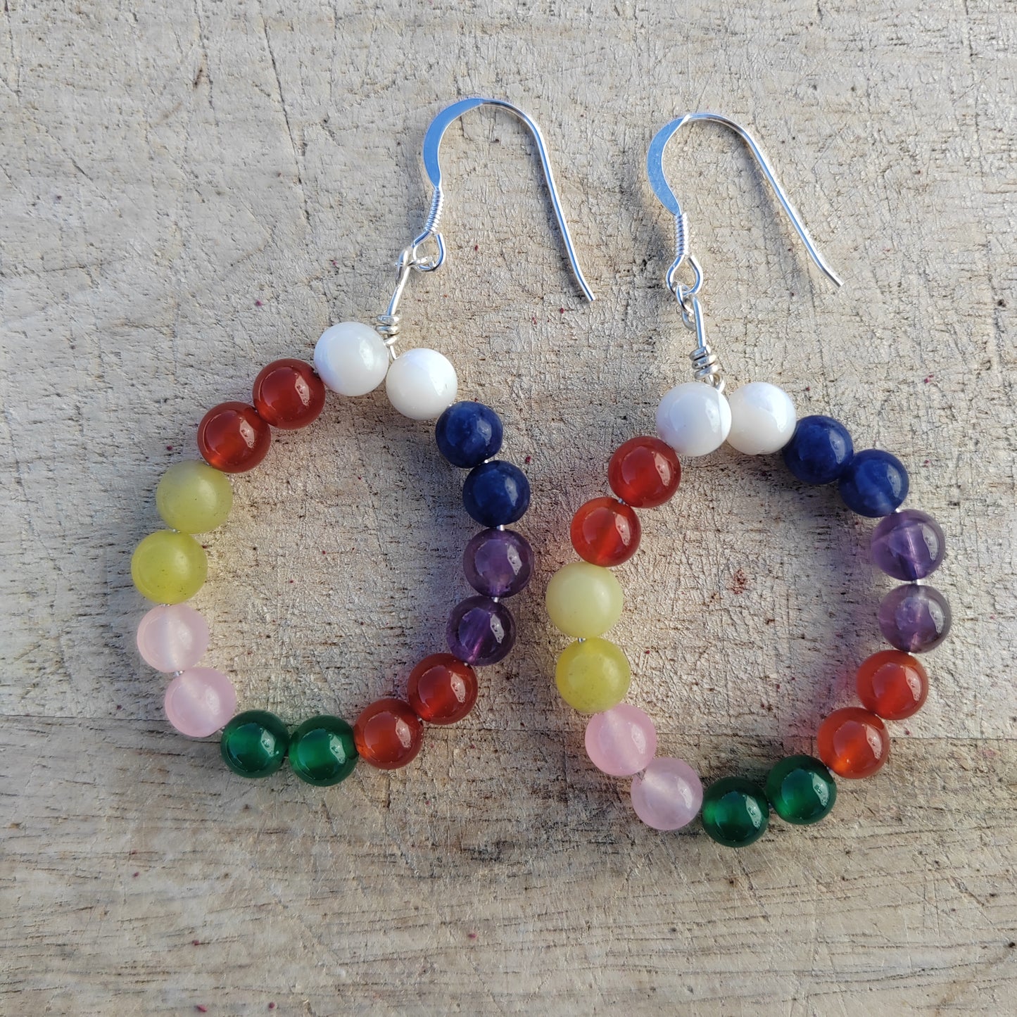 Rainbow Gemstone Sterling Silver Earrings