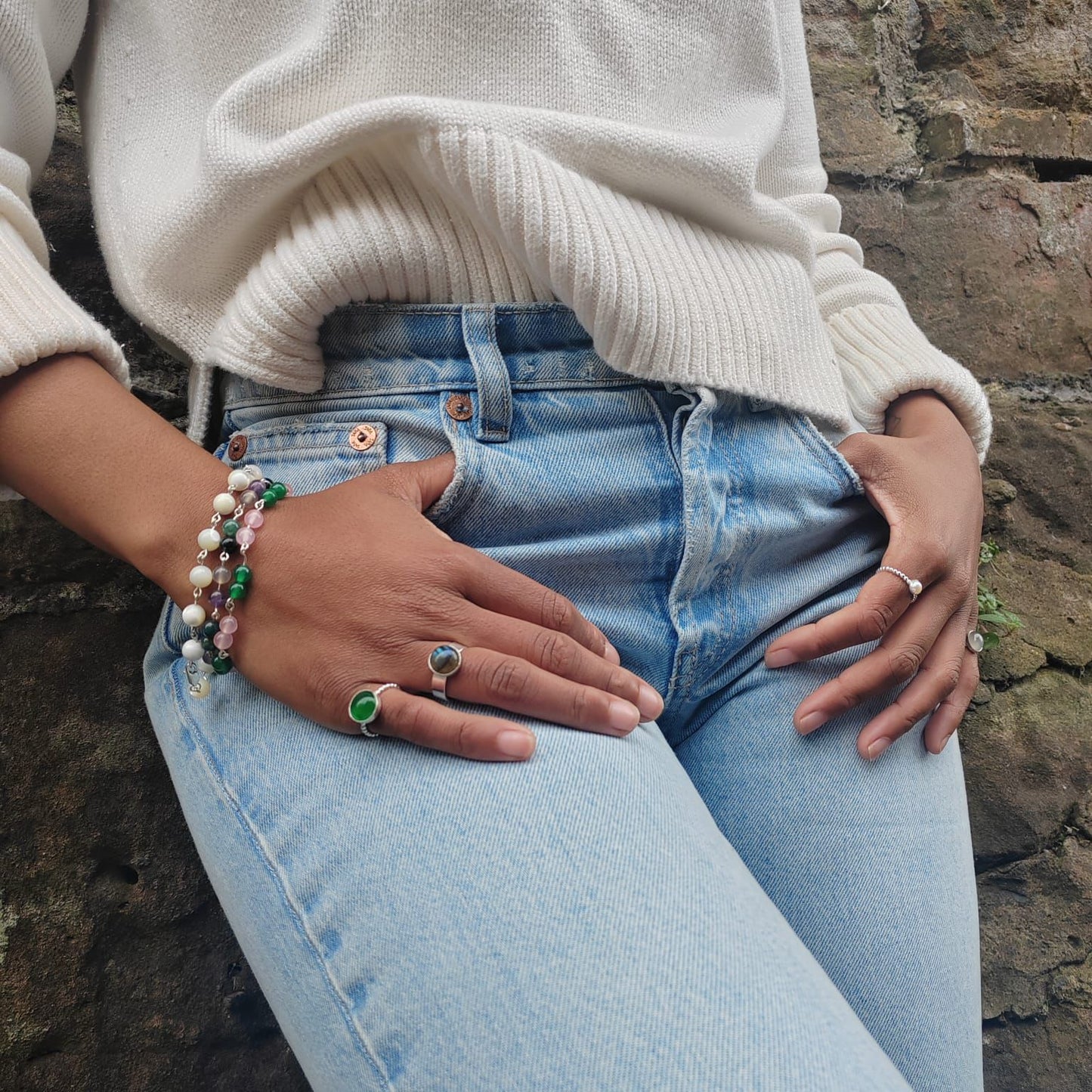 Mother of Pearl and Sterling Silver Bracelet
