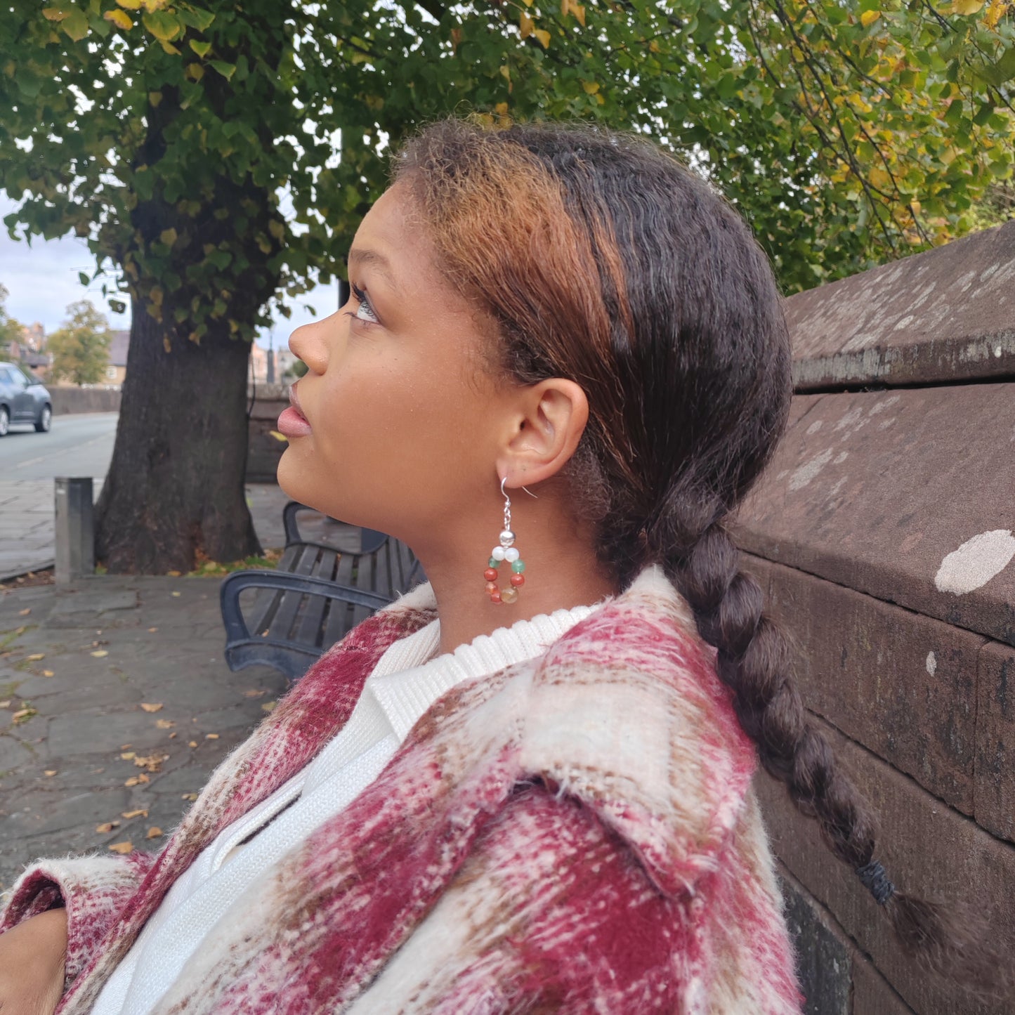 Leaf fall Gemstone and Sterling Silver Earrings