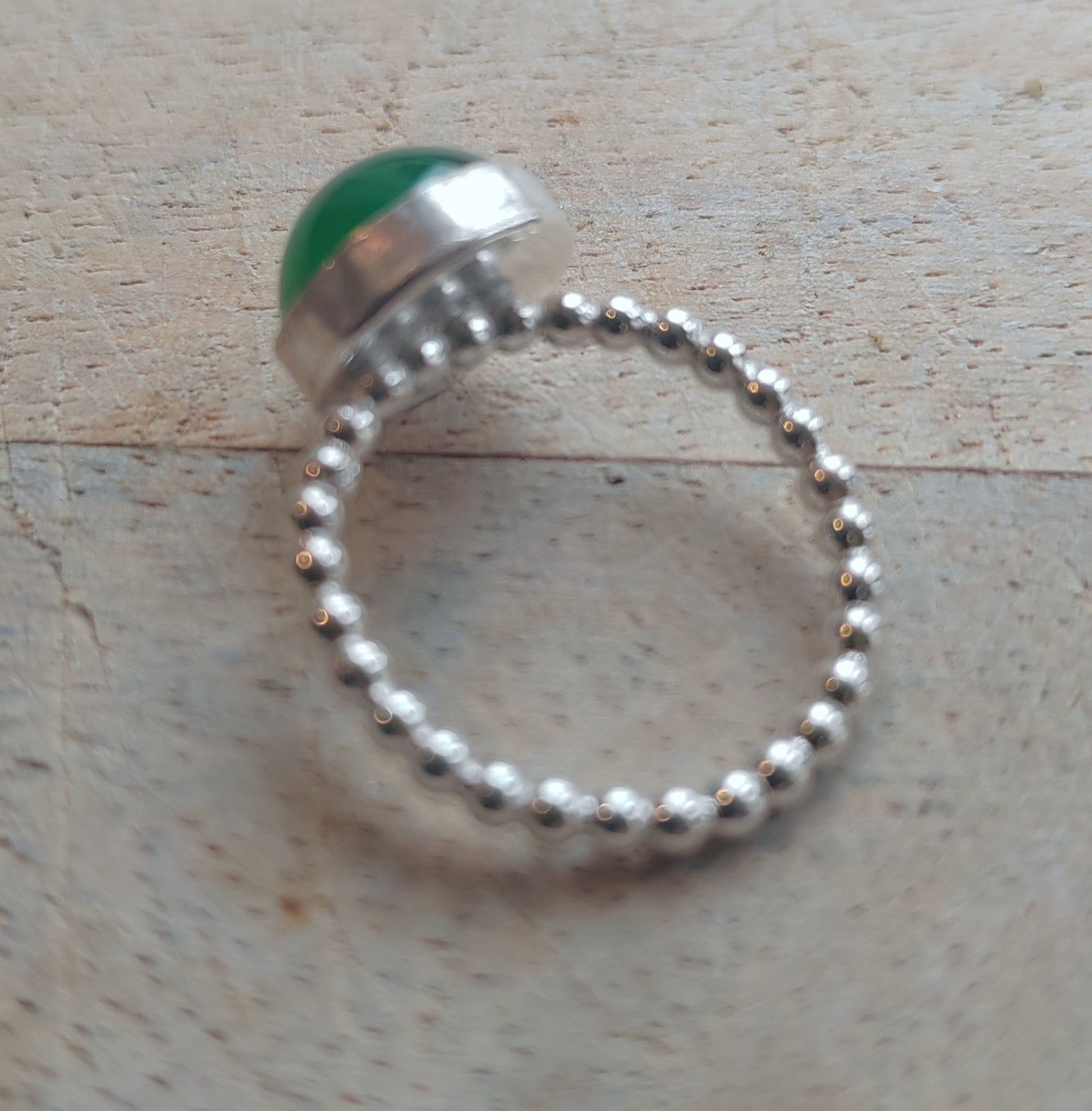 Green Agate Beaded Pinkie Ring
