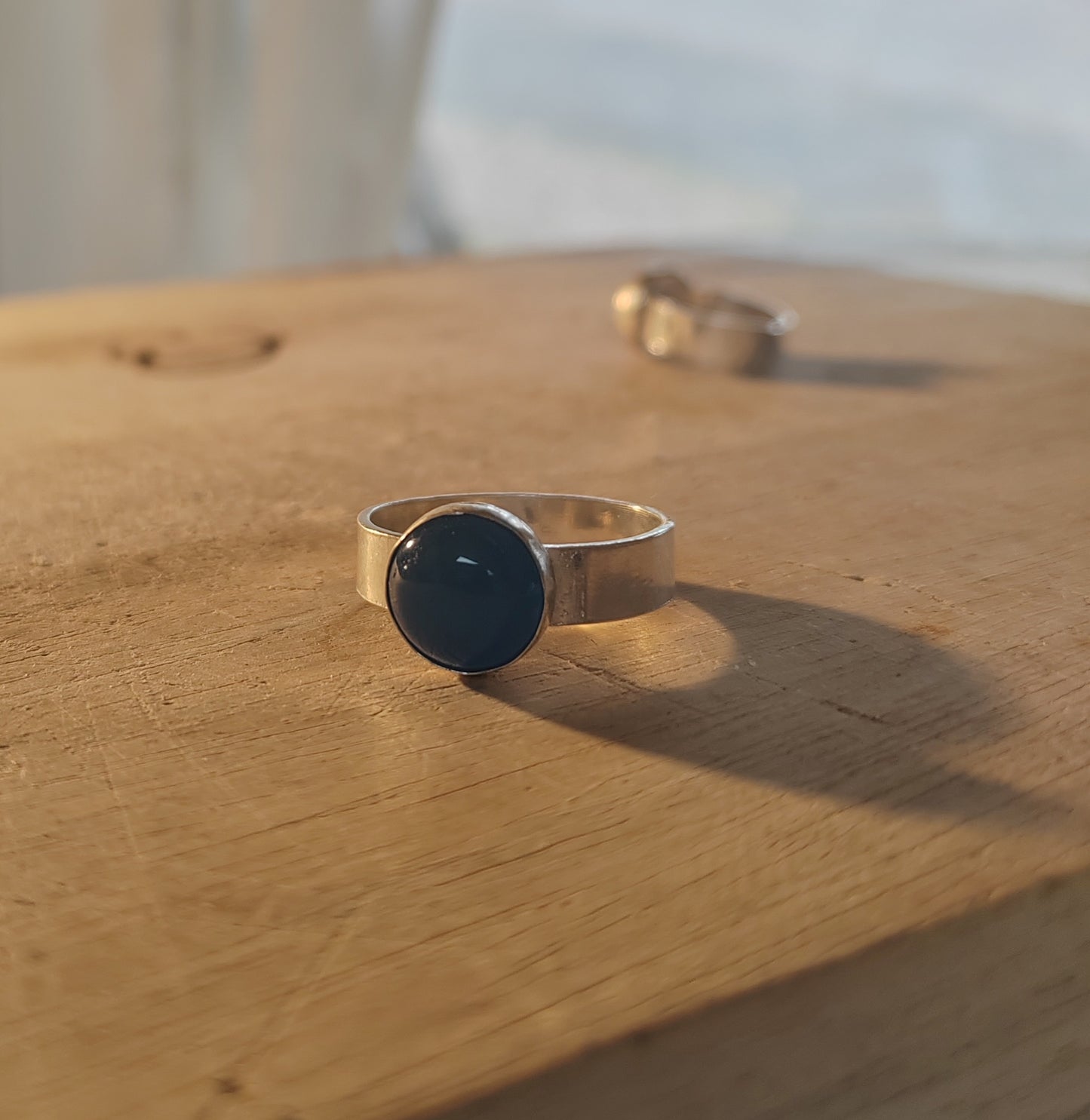 Blue Agate Thumb or Middle Finger Ring