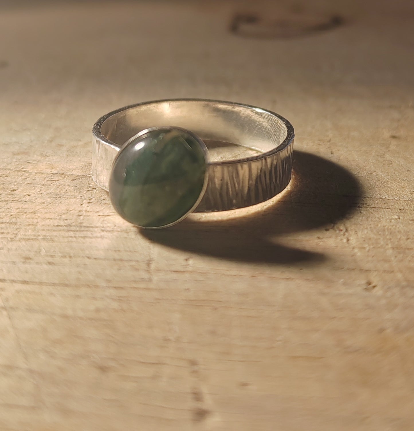 Moss Agate offset thumb ring