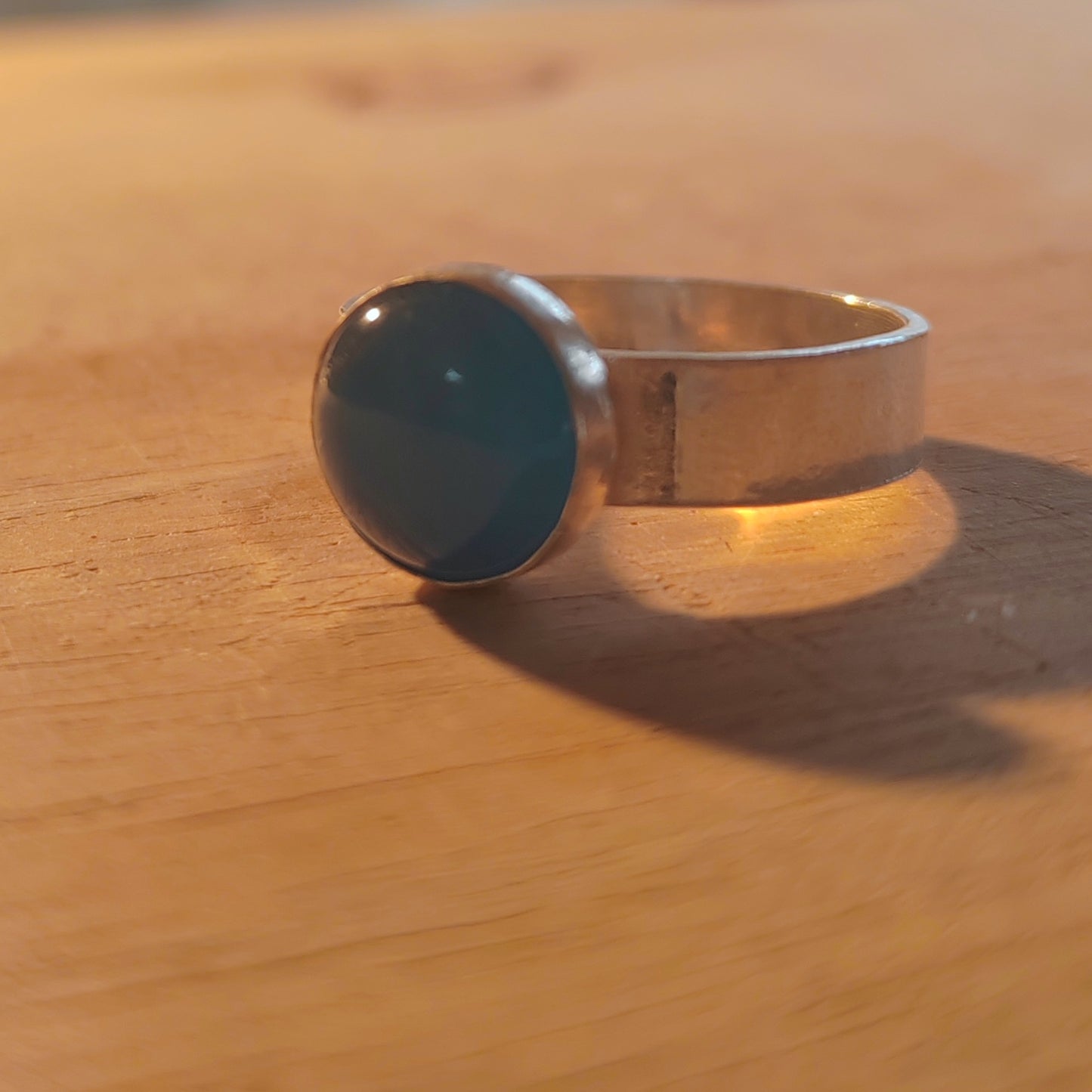 Blue Agate Thumb or Middle Finger Ring