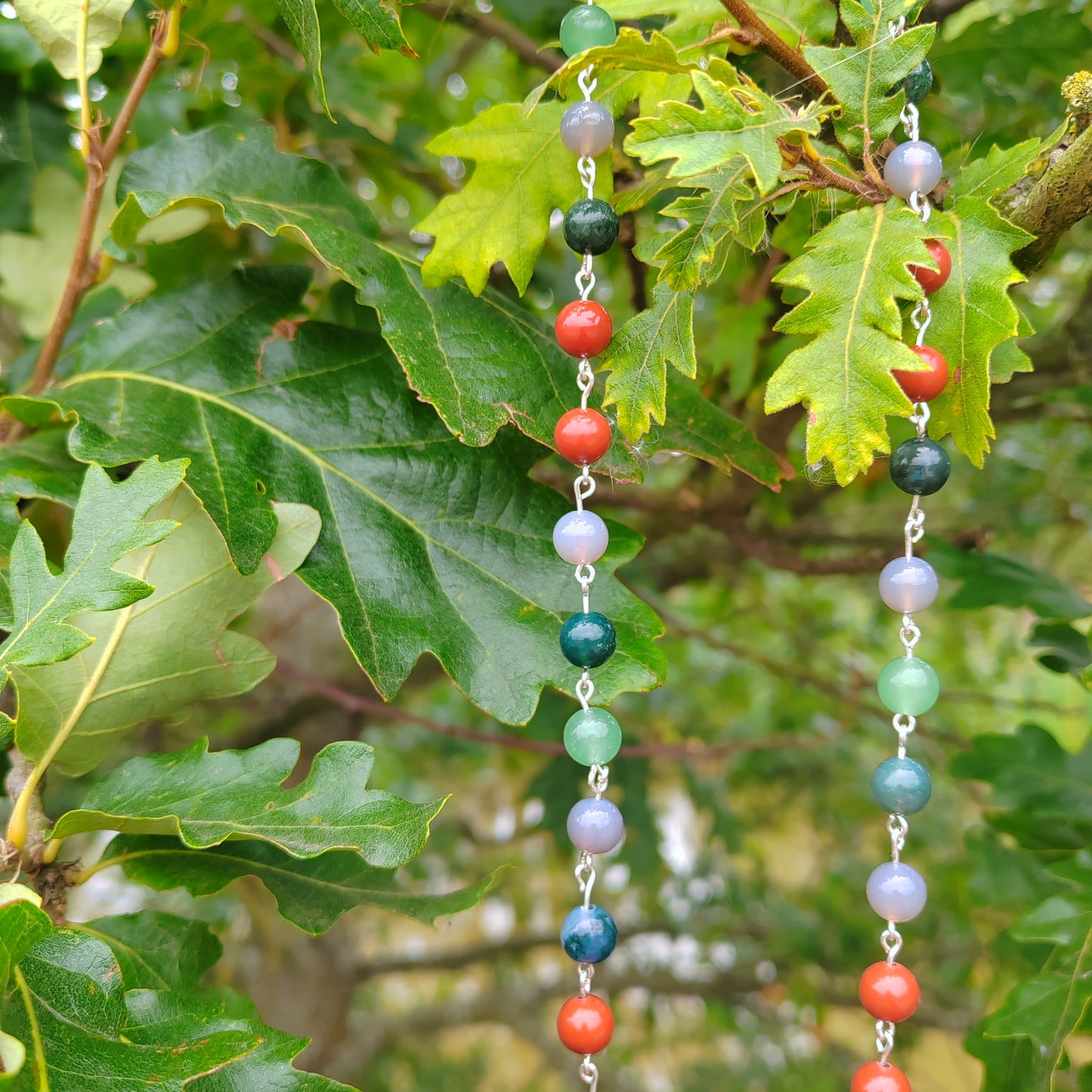 Apple gemstone and sterling silver necklace