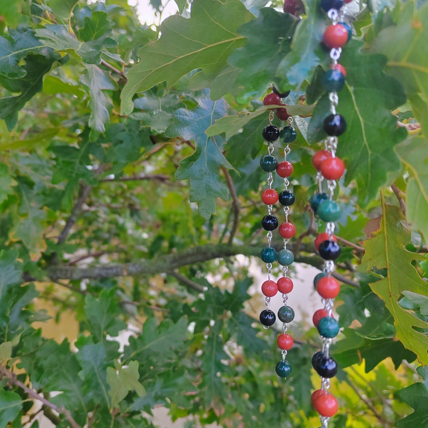 Apple gemstone and sterling silver necklace