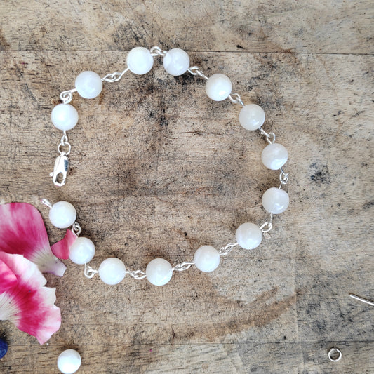 Mother of Pearl and Sterling Silver Bracelet