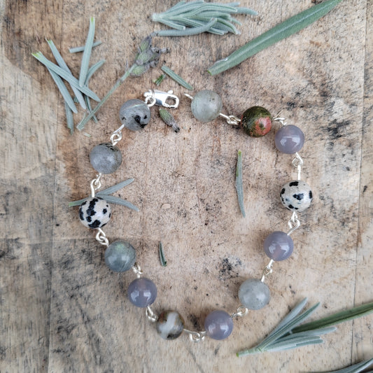 Herb Garden Gemstone and Sterling Silver Bracelet