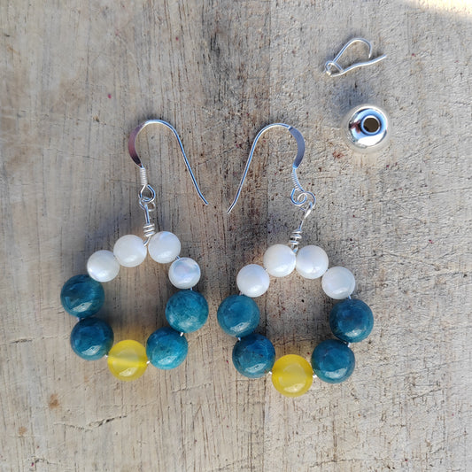 Capri Gemstone and Sterling Silver Hoopies Earrings