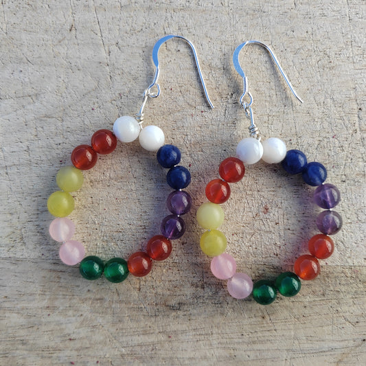 Rainbow Gemstone Sterling Silver Earrings
