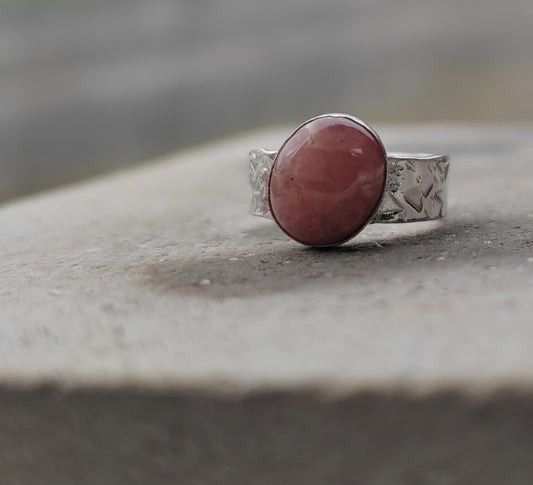 Rhodochrosite ring