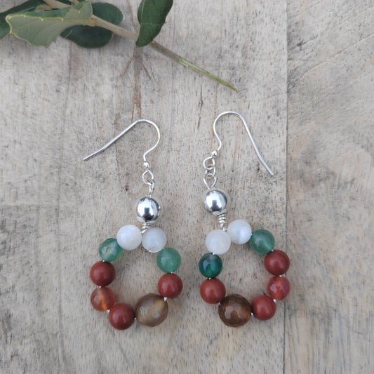 Leaf fall Gemstone and Sterling Silver Earrings