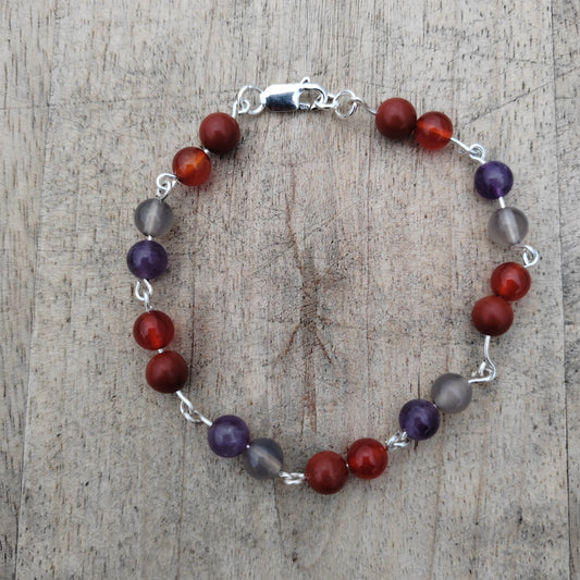 Ginger Plum Gemstone and Sterling Silver Bracelet
