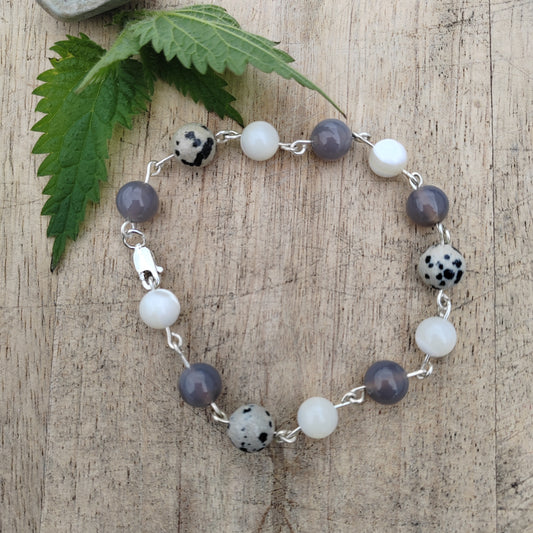 Cold Sanity Gemstone and Sterling Silver Bracelet