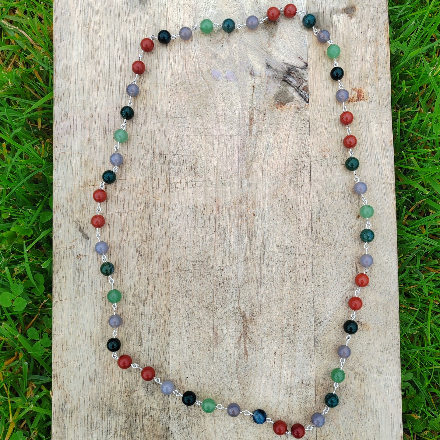 Apple gemstone and sterling silver necklace