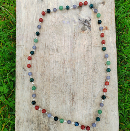 Apple gemstone and sterling silver necklace