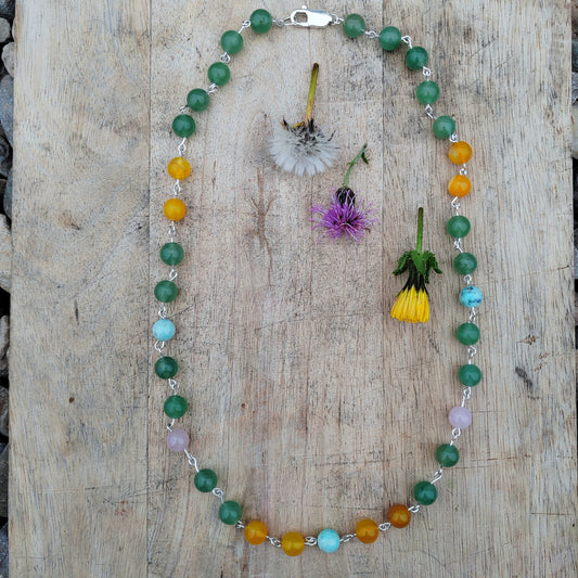 Morning has broken gemstone and sterling silver necklace