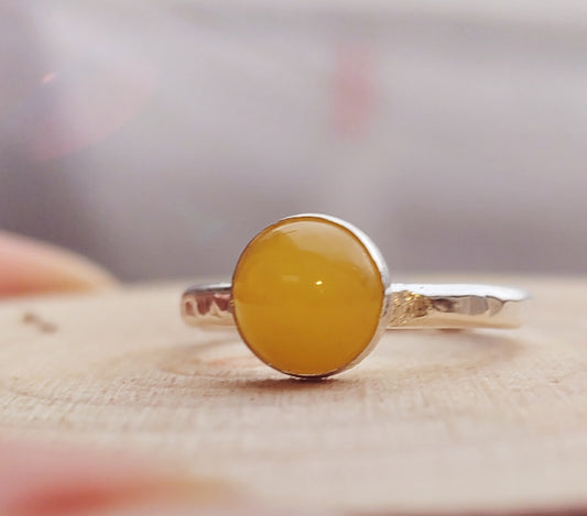 Yellow Agate Ring Finger Ring