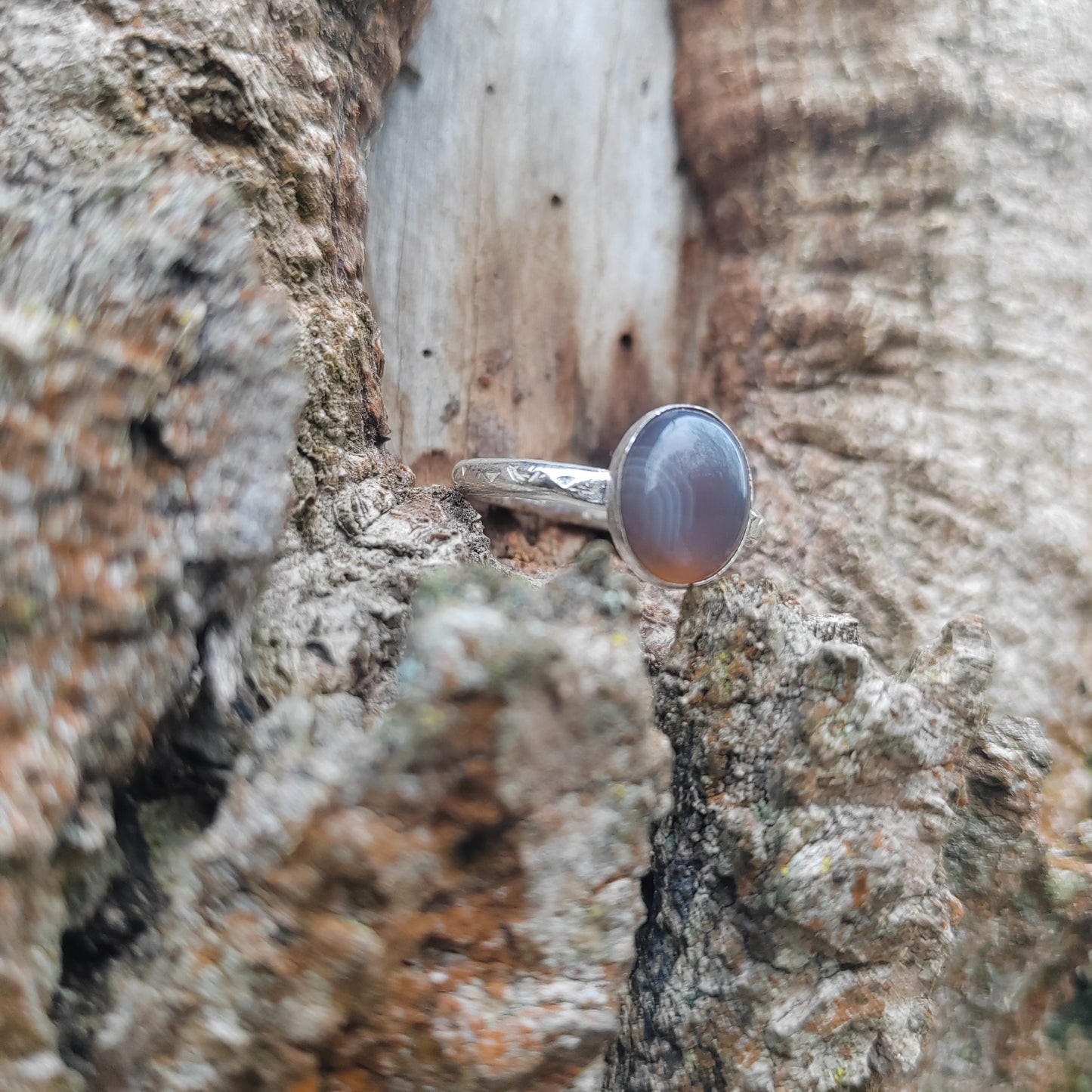 Botswanan Agate ring UK Size L