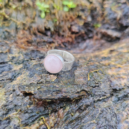 Rose Quartz carbochon Pinkie ring
