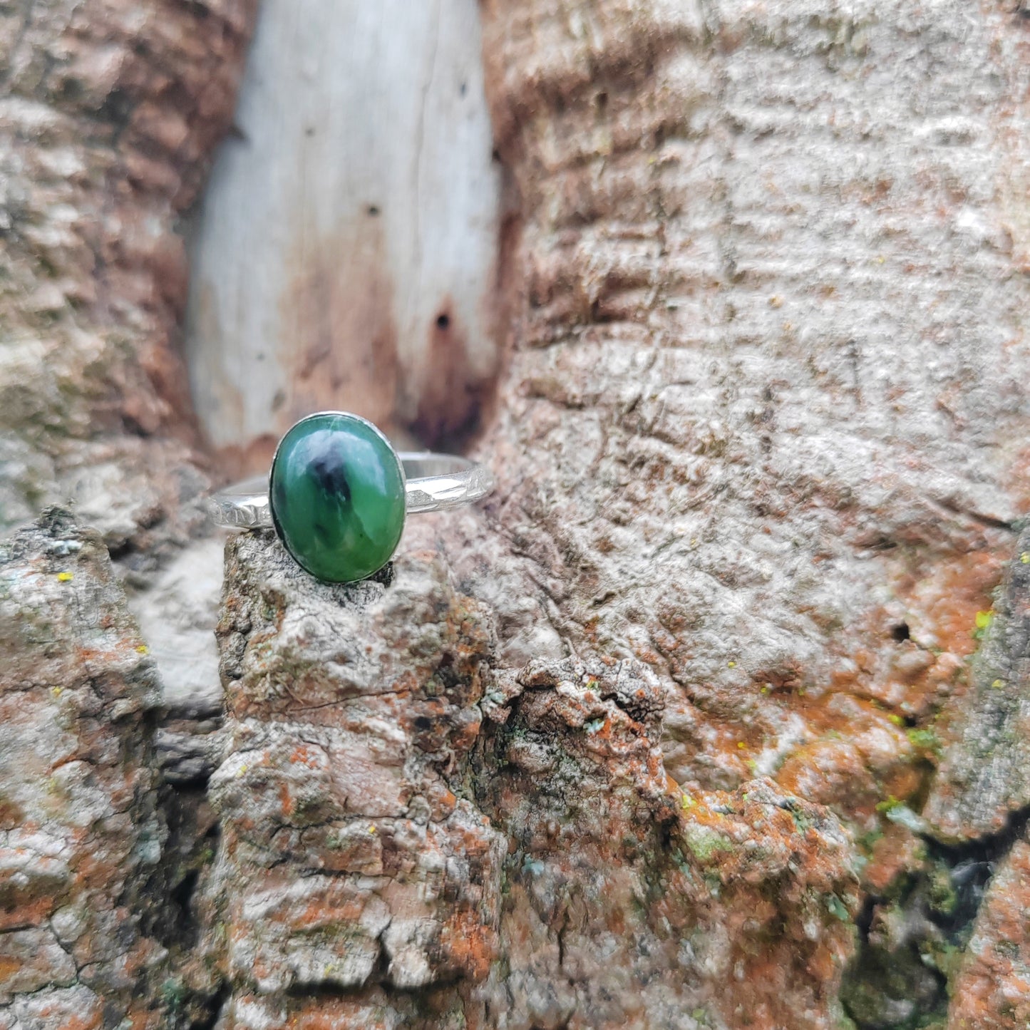 Moss Agate ring UK Size L