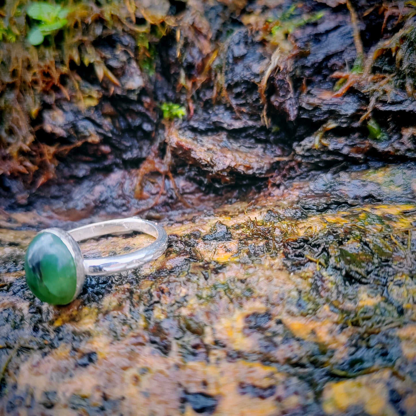 Moss Agate ring UK Size L