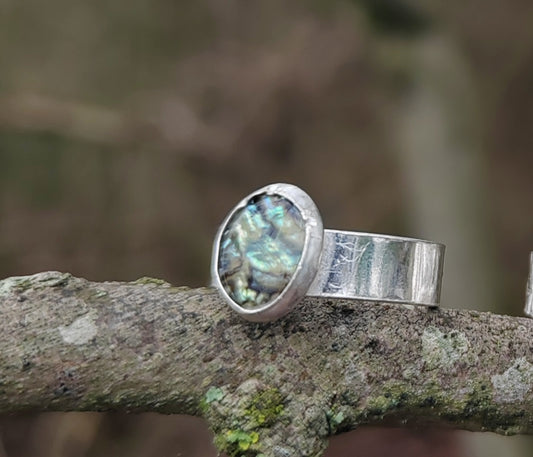 Opal sterling silver ring UK size J/K