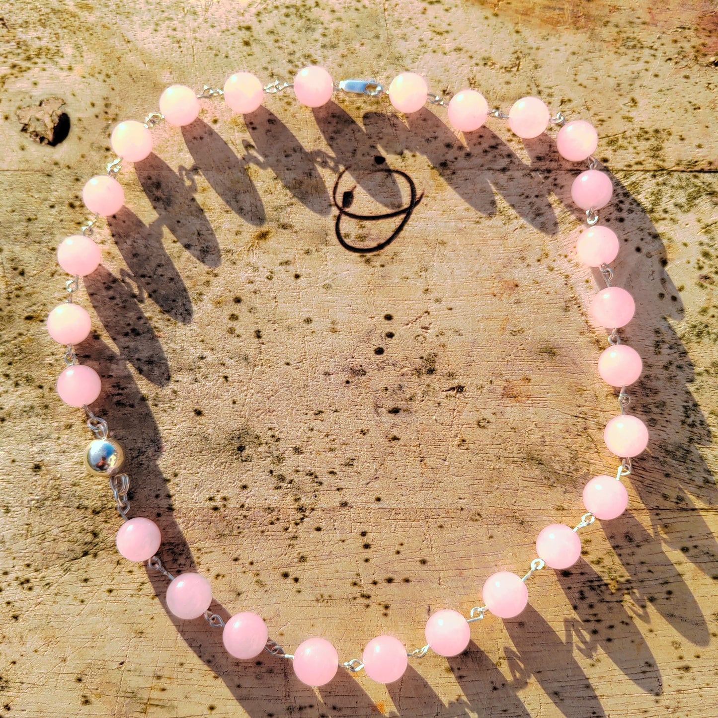 Rose Quartz and Sterling Silver Necklace