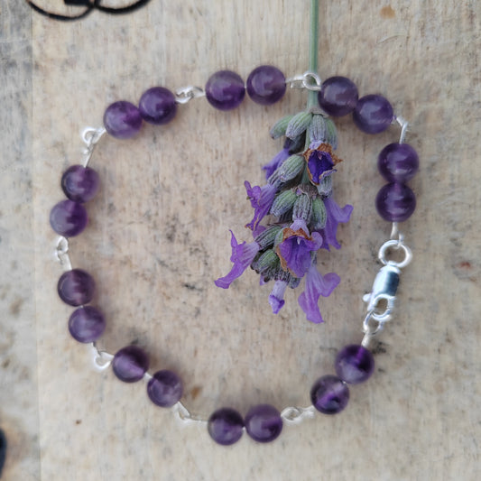 "Blackcurrant and liquorice" Amethyst silver bracelet