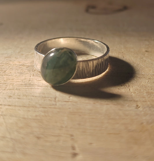 Moss Agate offset thumb ring