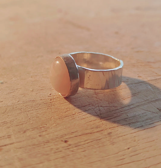 Rose Quartz carbochon Pinkie / child's ring