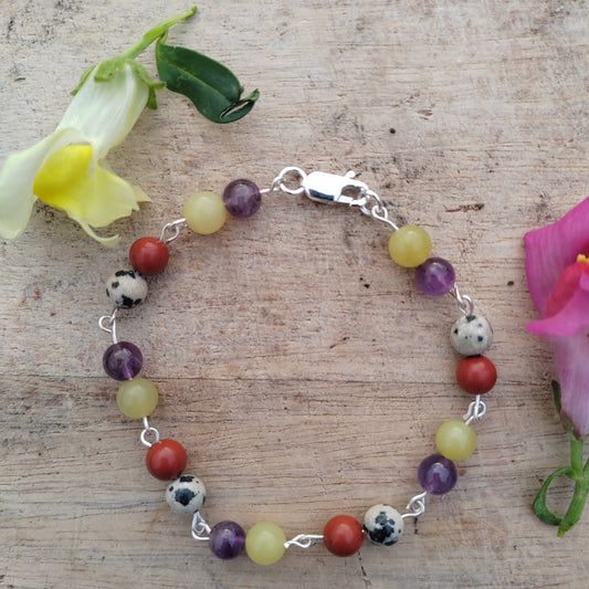 "Midget gem" amethyst and mixed jasper bracelet