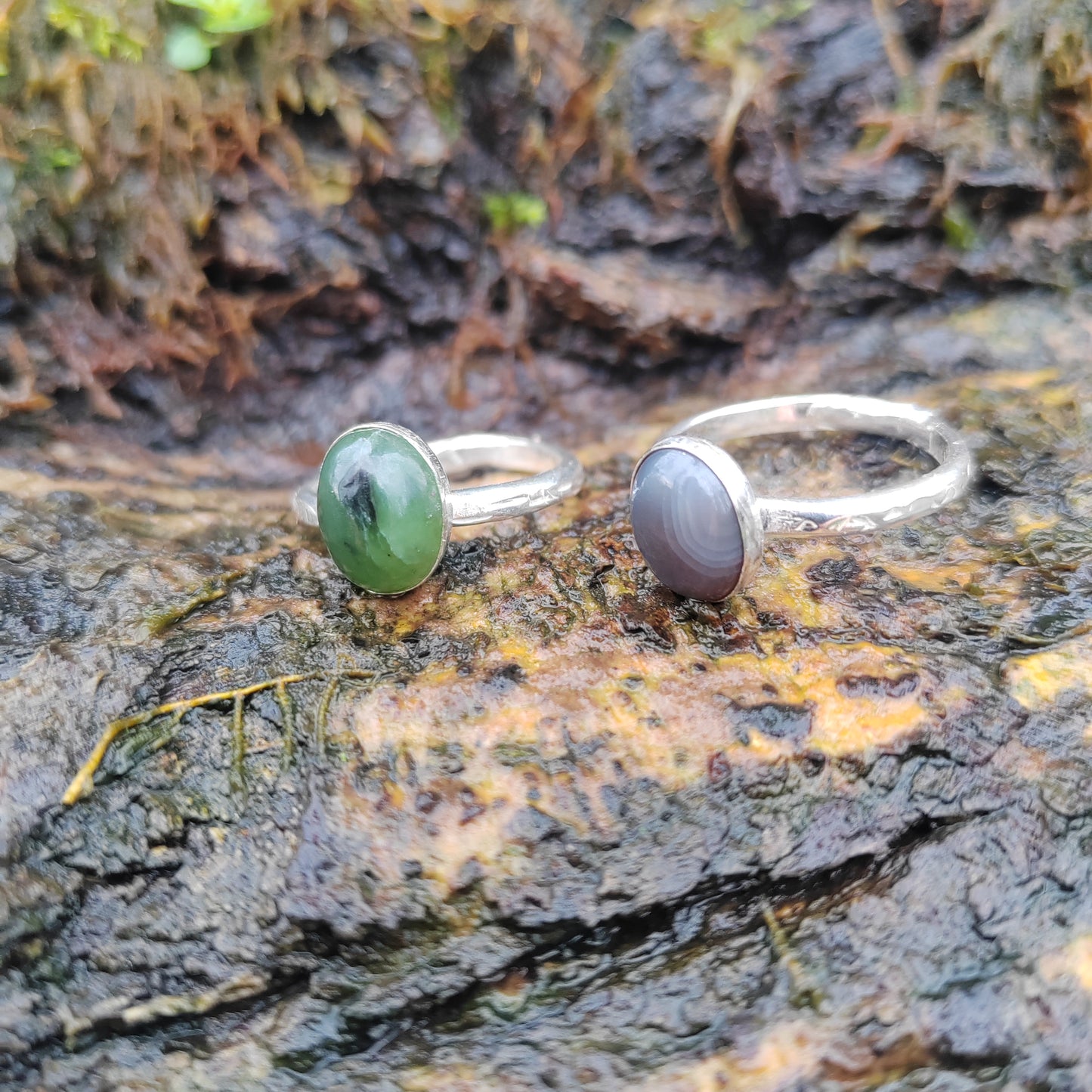 Moss Agate ring UK Size L