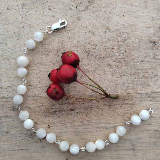 "Ice mint" mother of pearl sterling silver bracelet