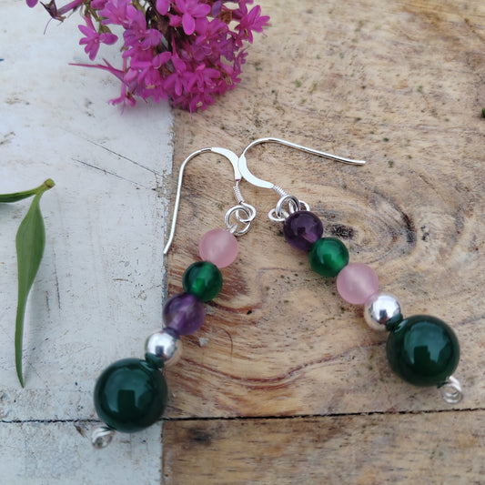 "Lake Vrnwy" Assorted gemstone drop earrings