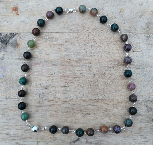 "Mother" Indian Agate and Sterling Silver Necklace