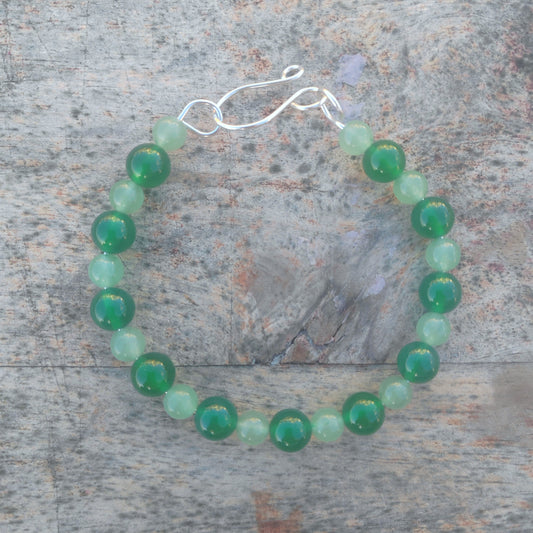 Green Agate and green aventurine bangle bracelet