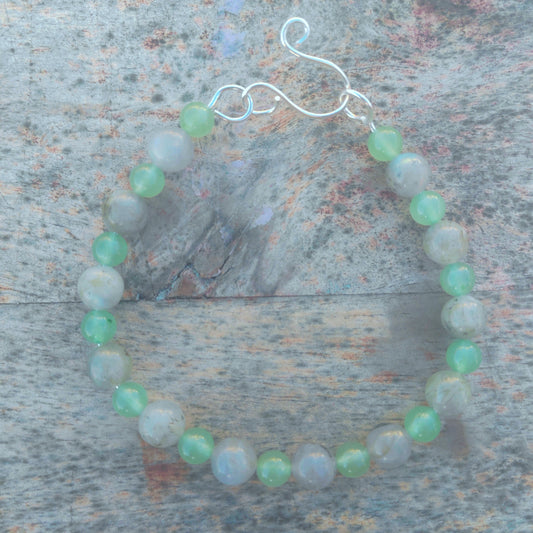 Labrodite and green aventurine bangle bracelet